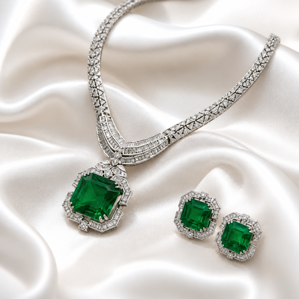 Velzora Emerald Empress Necklace Set