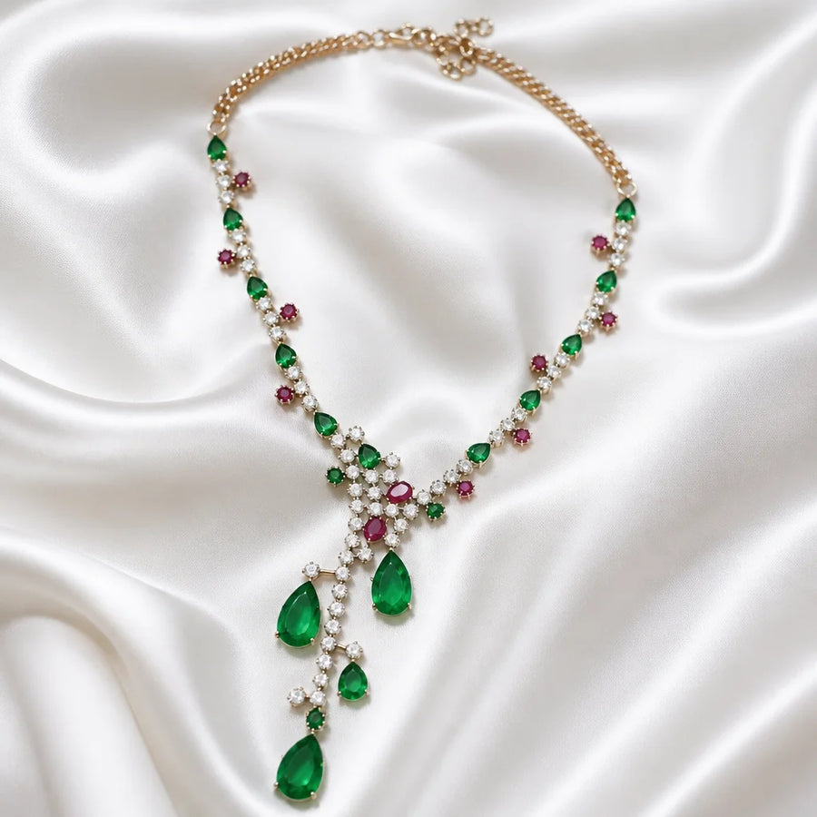 Velzora Velzora Elysian Necklace-Emerald Green