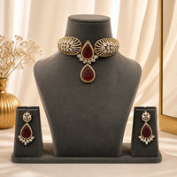 Velzora Zariya Crimson Veil Choker-Ruby Red