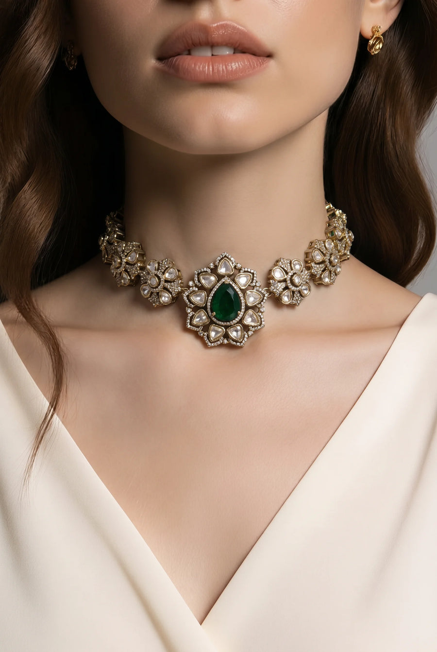 Velzora Emerald Fleur Necklace