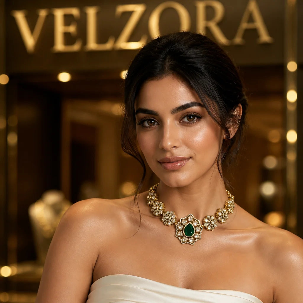 Velzora Emerald Fleur Necklace