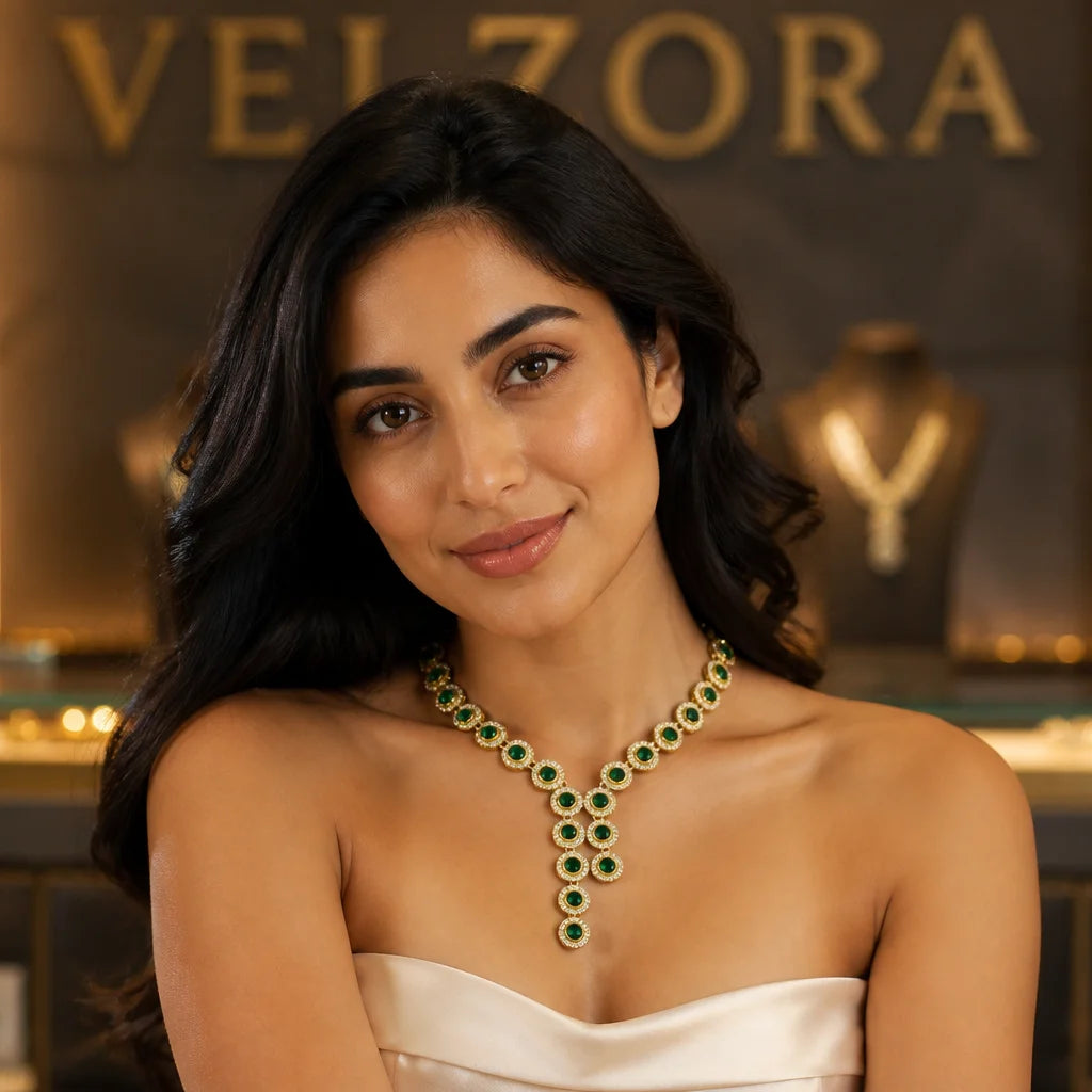 Velzora Zariya Emerald Rain Necklace