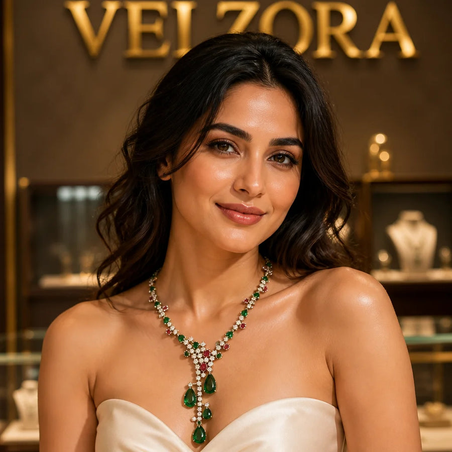 Velzora Velzora Elysian Necklace-Emerald Green