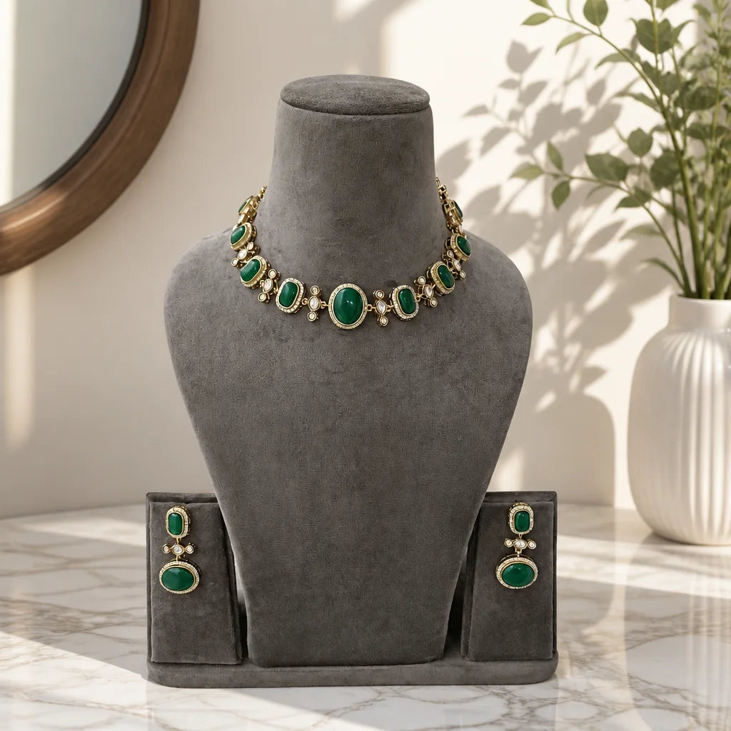 Velzora Zariya Gulnaar Necklace-Green