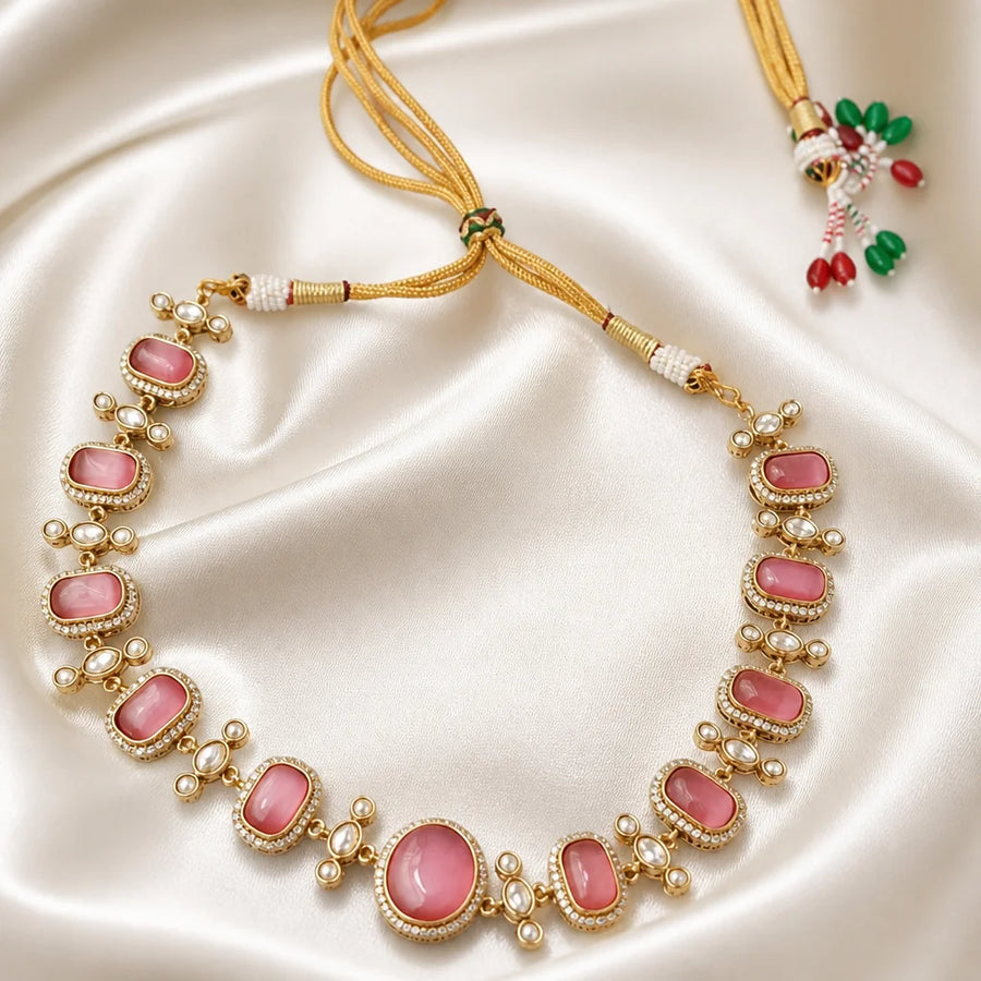 Velzora Zariya Gulnaar Necklace-Pink