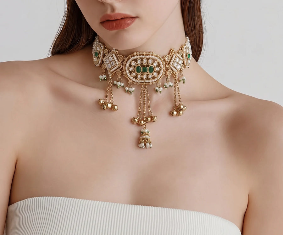 Velzora Pearlea Shahi Jharokha Choker