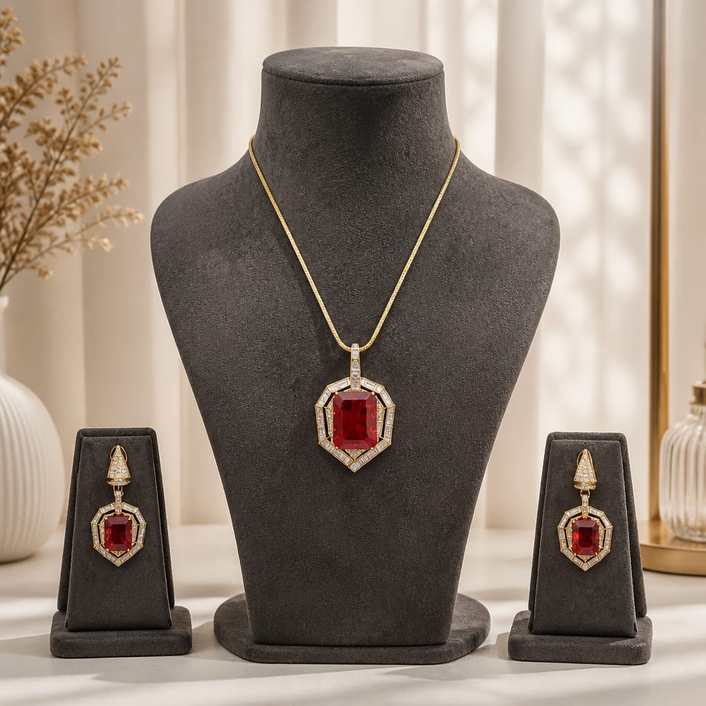 Velzora Doublet Rubellite Grace Pendent Set