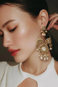 Velzora Ivory Bloom Hoop Earrings