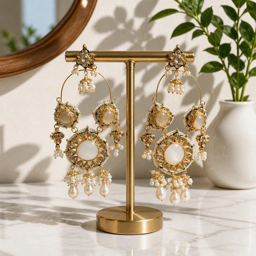 Velzora Ivory Bloom Hoop Earrings