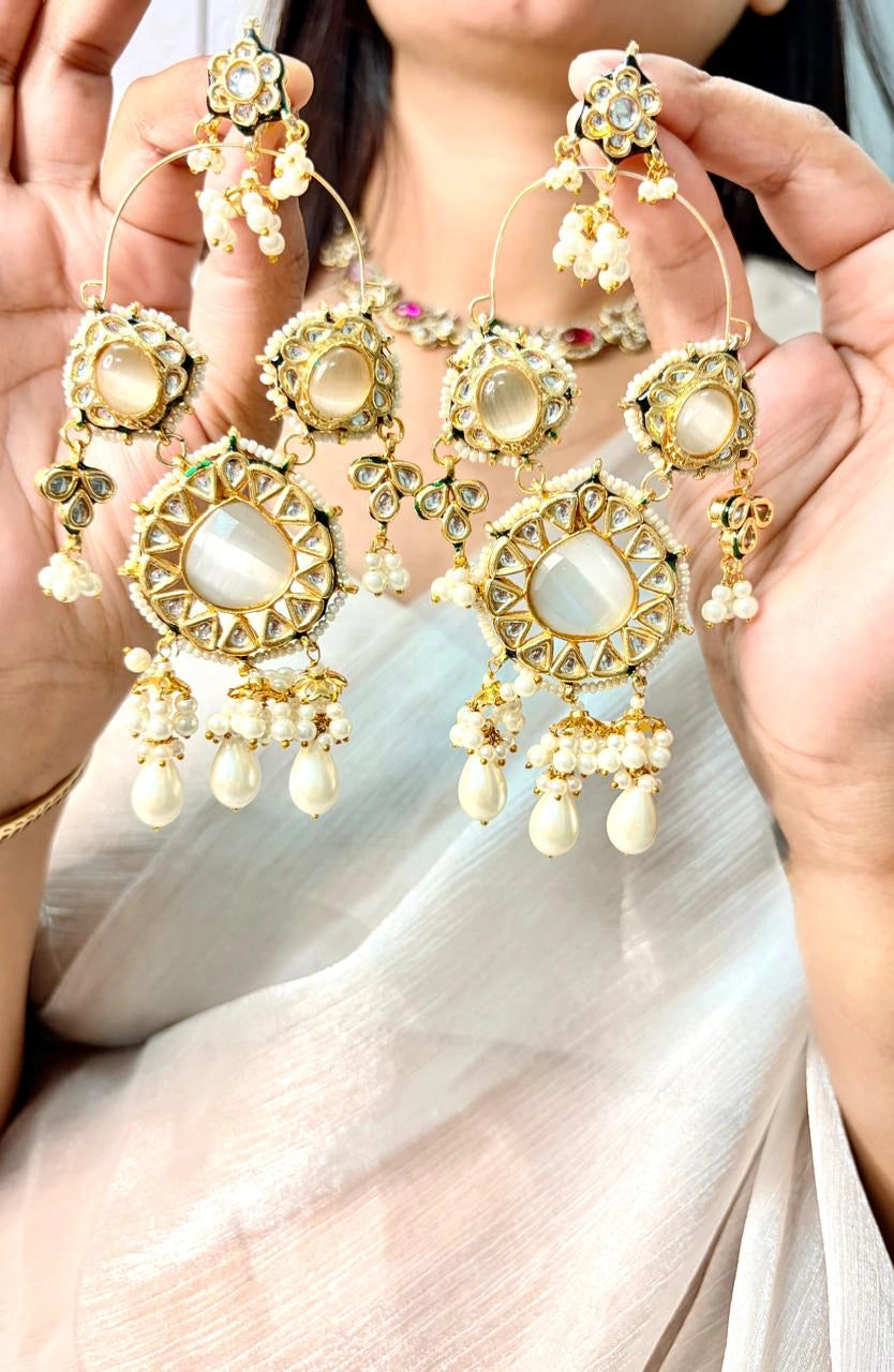Velzora Ivory Bloom Hoop Earrings