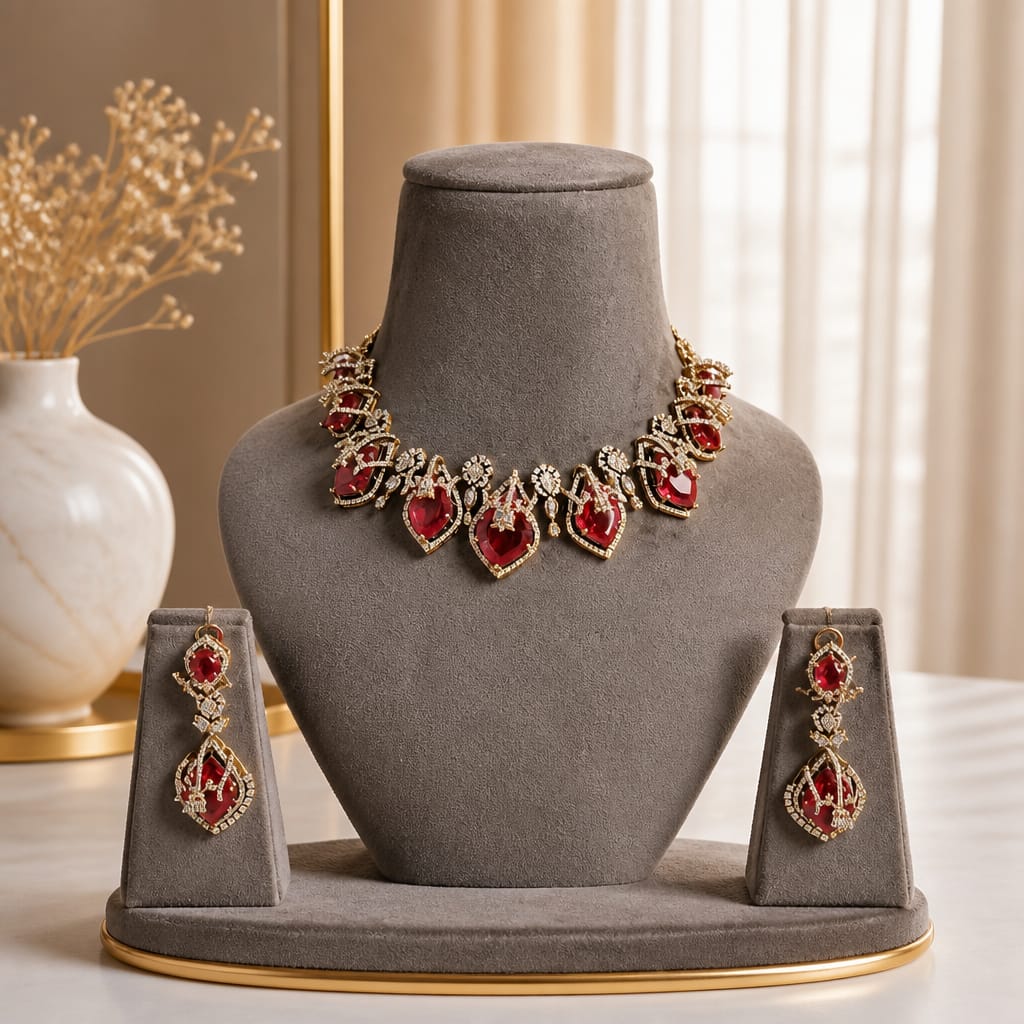 Velzora Signature Ruby Royale Necklace Set