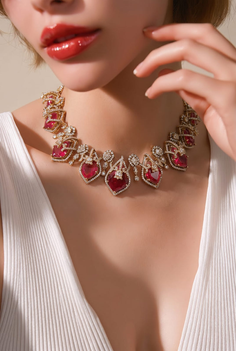 Velzora Signature Ruby Royale Necklace Set