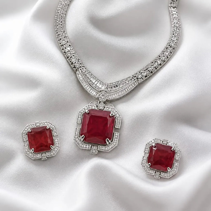 Velzora Empress Necklace-Ruby Red