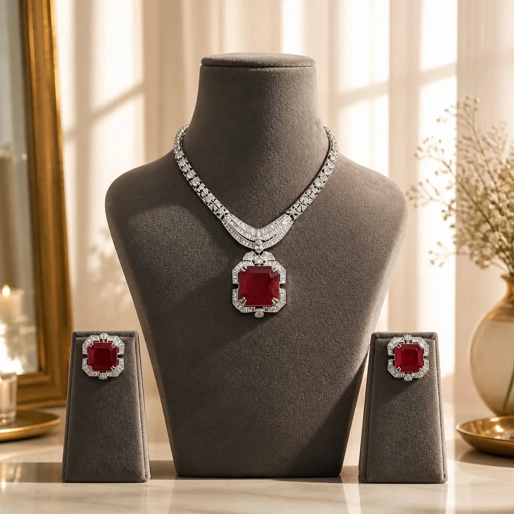 Velzora Empress Necklace-Ruby Red
