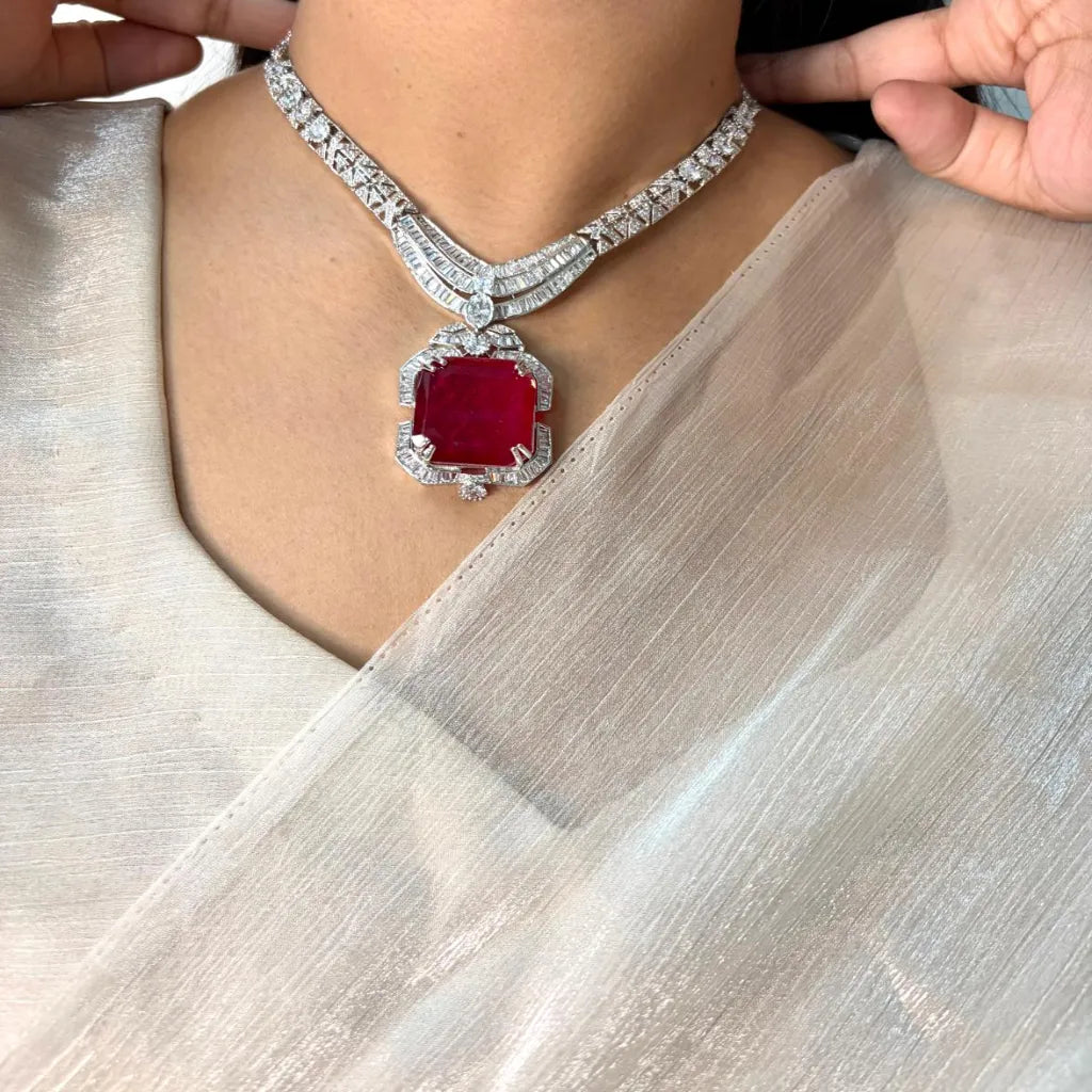 Velzora Empress Necklace-Ruby Red