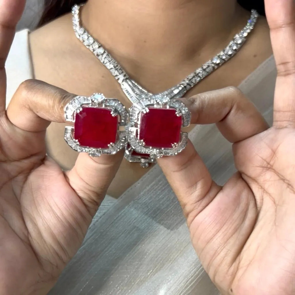 Velzora Empress Necklace-Ruby Red